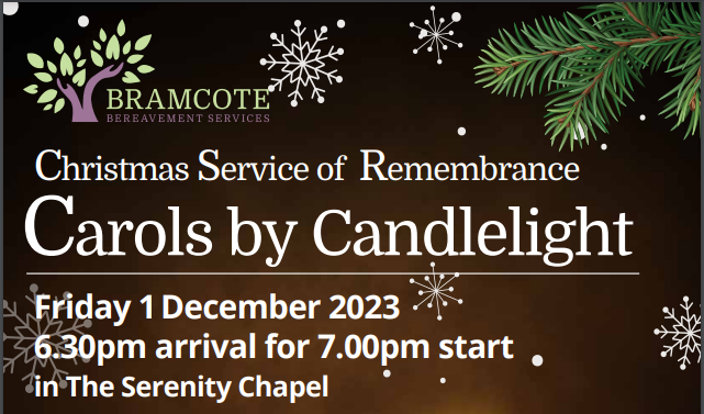 Bramcote Crematorium Christmas Service of Remembrance Friday 1st December 2023